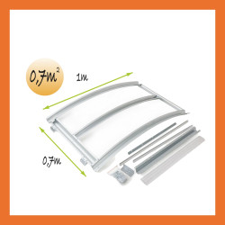 Maßbild Dachluke manuell Gewächshaus Polycarbonat Stahl Runddach Turmalin