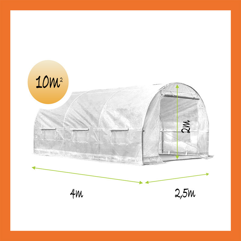 Maßangaben Gewächshaus 10m2 weiss