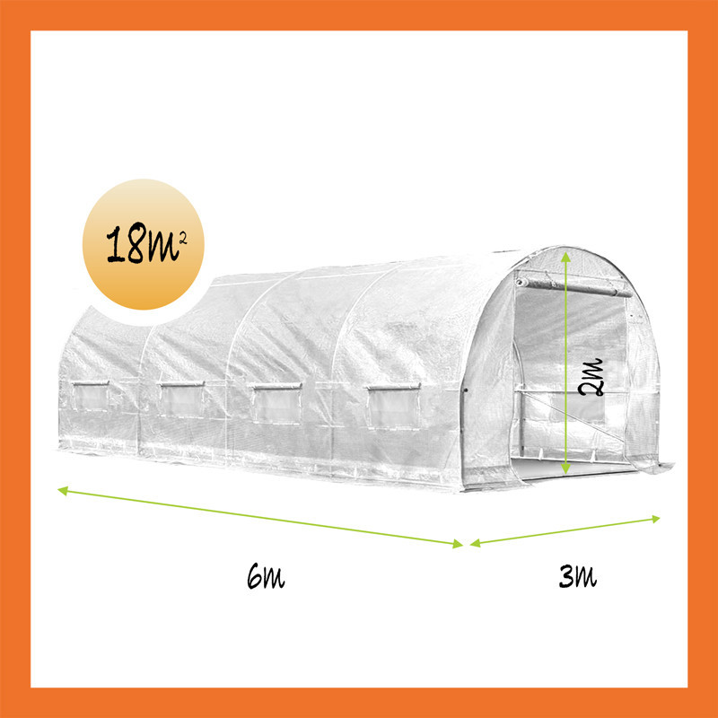 Maßangaben Gewächshaus 18m2 weiss