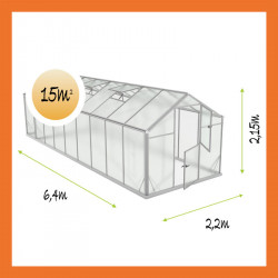 Foliengewächshaus Polycarbon Aluminium 15m2 Übersicht