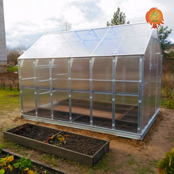 Gewächshaus Polycarbonat Stahl Satteldach 2,4x6,1