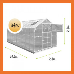 Gewächshaus Polycarbon STAHL Satteldach 34m2