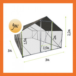 Hühnerstall Hasenstall Gehege 9m2 Übersicht