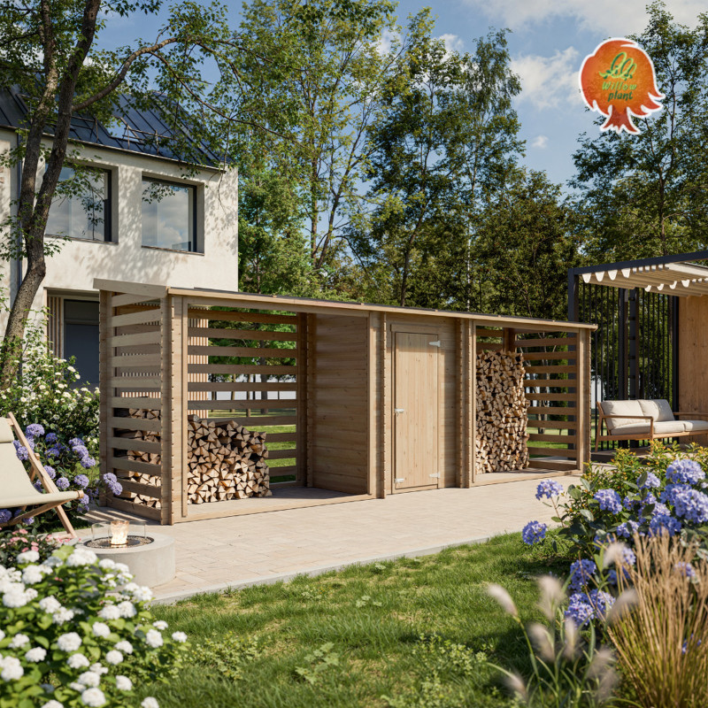 Holzlager Holz Pultdach Winterkammer — Gedacht als Gartenelement