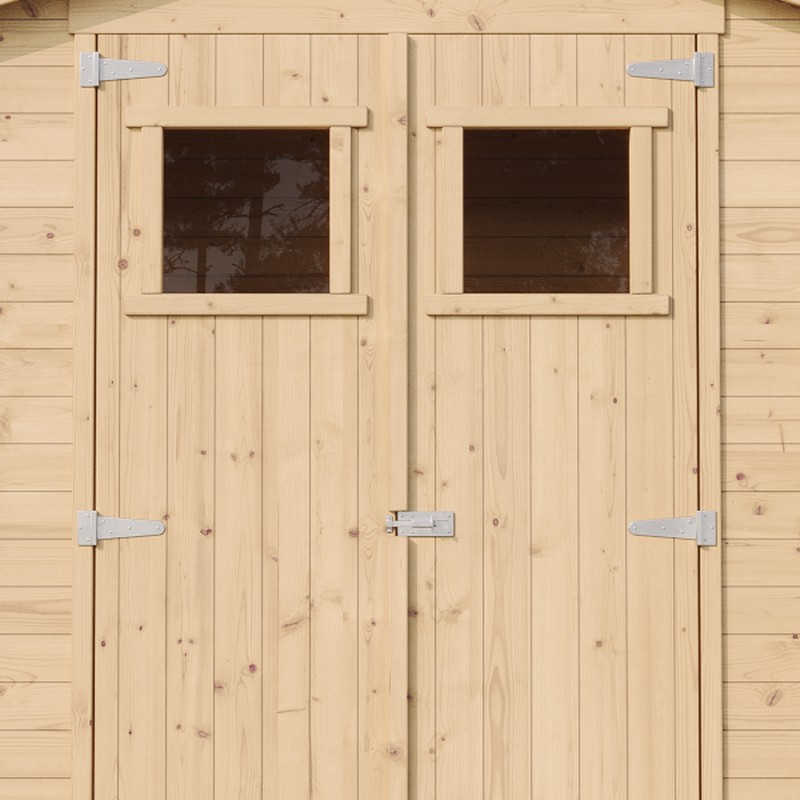 Gartenschuppen Satteldach Rasenkant – Doppeltür 118 × 176 cm